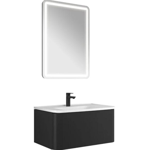 FOLD PRO 80X50 MAT GREY раковина с тумбой и зеркалом