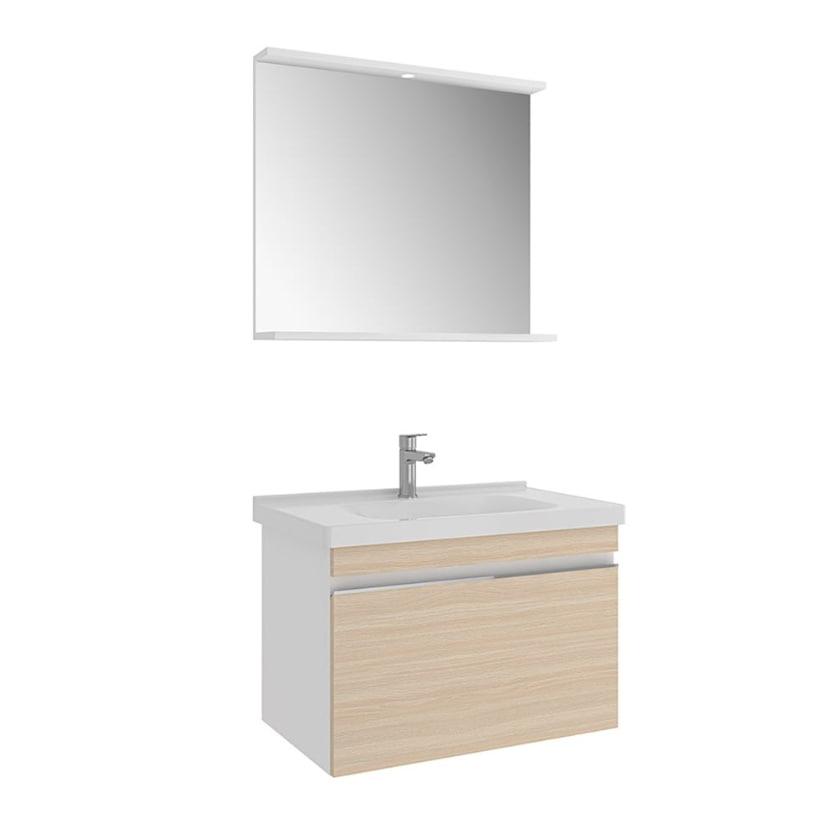 WOODY 65X50 BEYAZ MEŞE раковина с тумбой и зеркалом