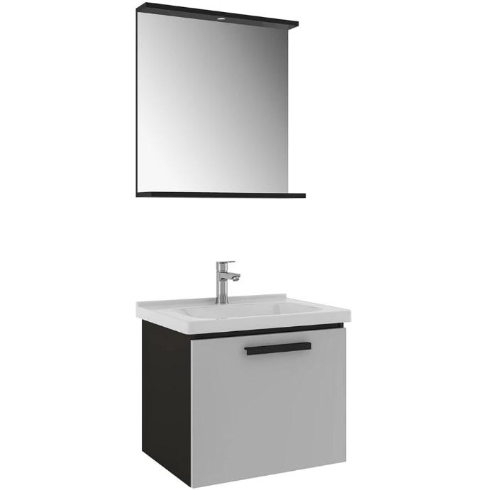 GRIS 65X50 black grey раковина с тумбой и зеркалом