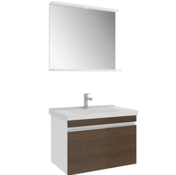 WOODY 80X50 CEVIZ раковина с тумбой и зеркалом