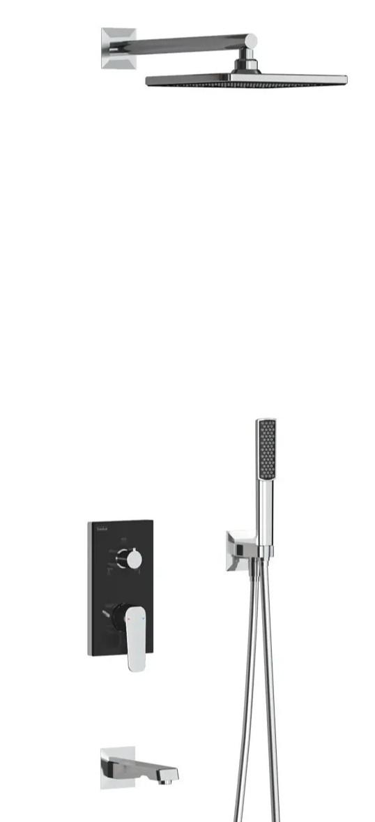 CIERA BLACK GLASS SHOWER SET F3