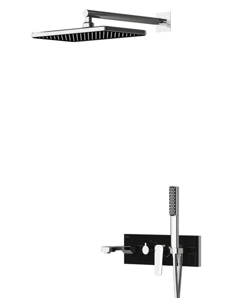 LIFE BLACK GLASS SHOWER SET F3